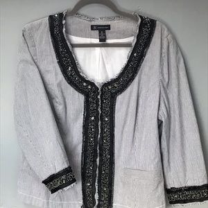 INC embellished crop jacket with 3/4 sleeves.